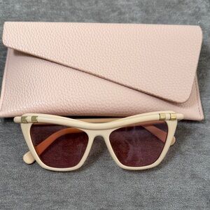 Zimmerman Cateye Cream Sunglasses with Pink Case